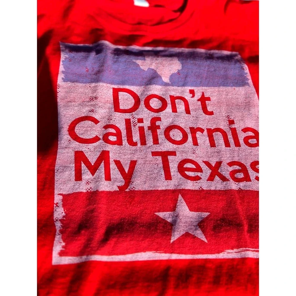 Gildan T-Shirt Mens 3XL Red Don't California My Texas Graphic Tee Cotton